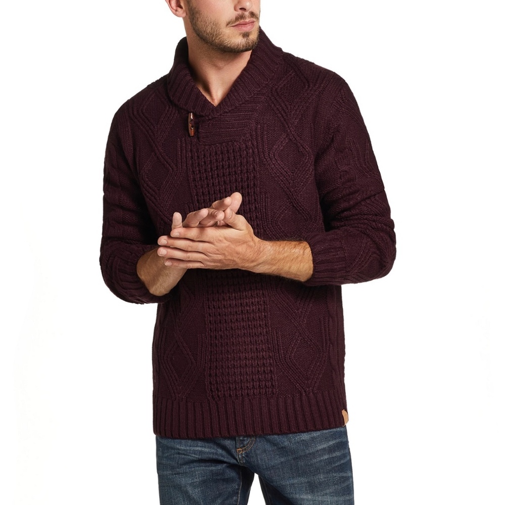 Mens cable Knit sweater Black XL